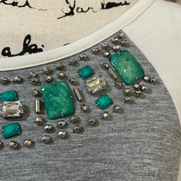 NWOT KENZIE Gorgeous Rhinestone Embellished High/Low Top - Picture 4 of 10